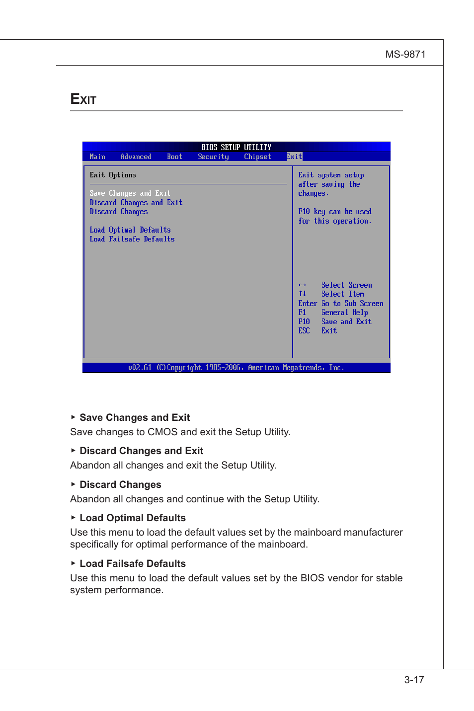 Exit, Exit -17 | MSI IM-GS45-M User Manual | Page 51 / 63