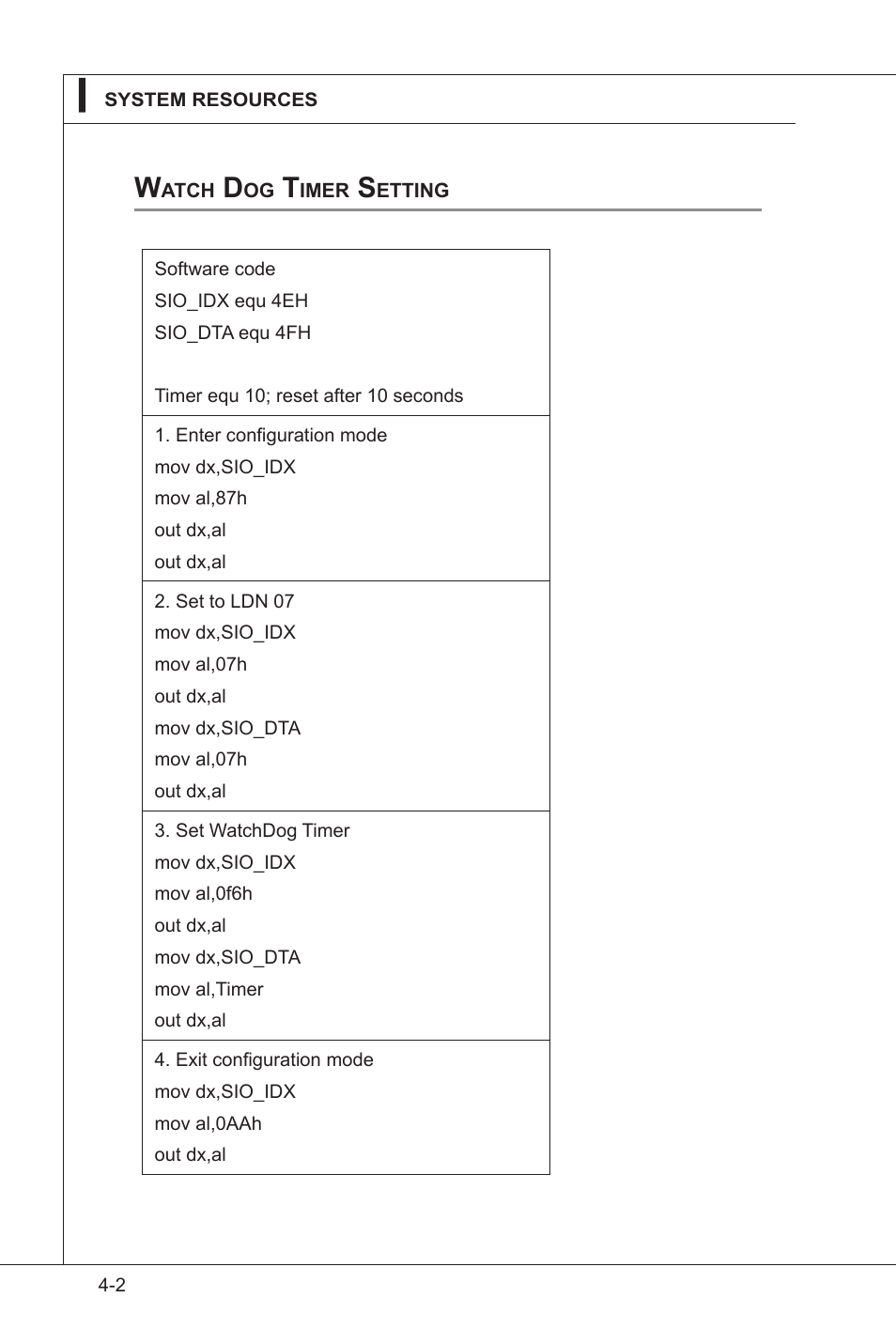 Watch dog timer setting, Watch dog timer setting -2 | MSI IM-GS45-M User Manual | Page 54 / 63