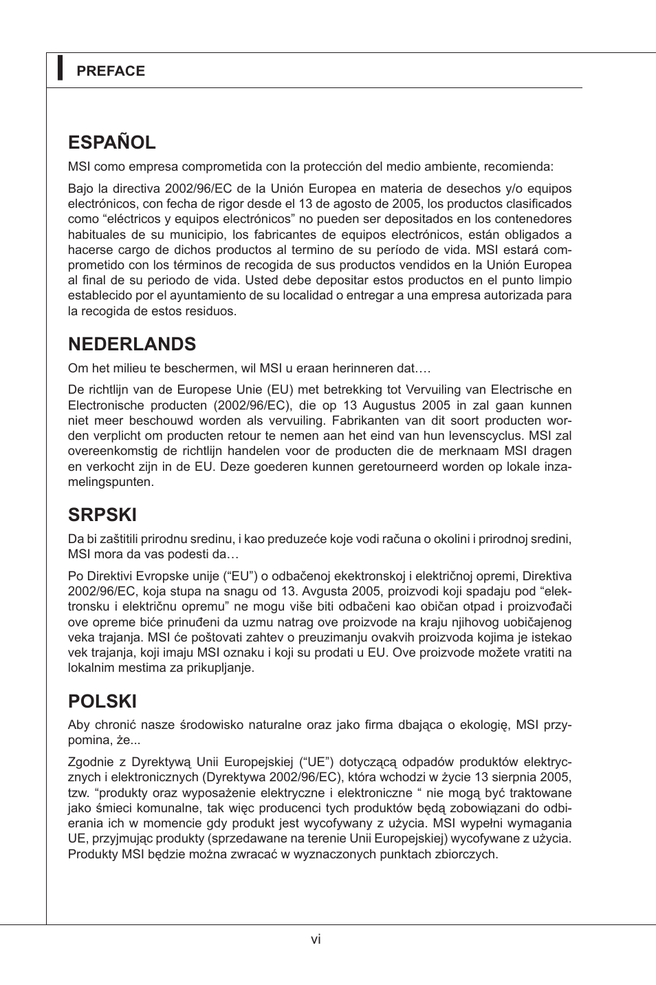 Español, Nederlands, Srpski | Polski | MSI IM-GS45-M User Manual | Page 6 / 63