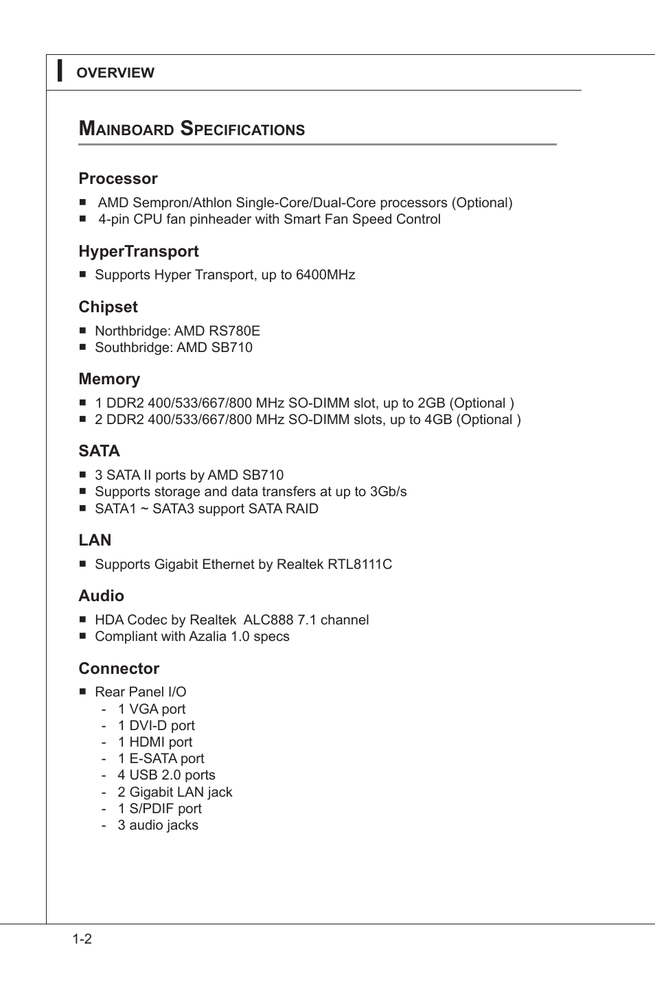 MSI AM-780E V1.1 User Manual | Page 2 / 24