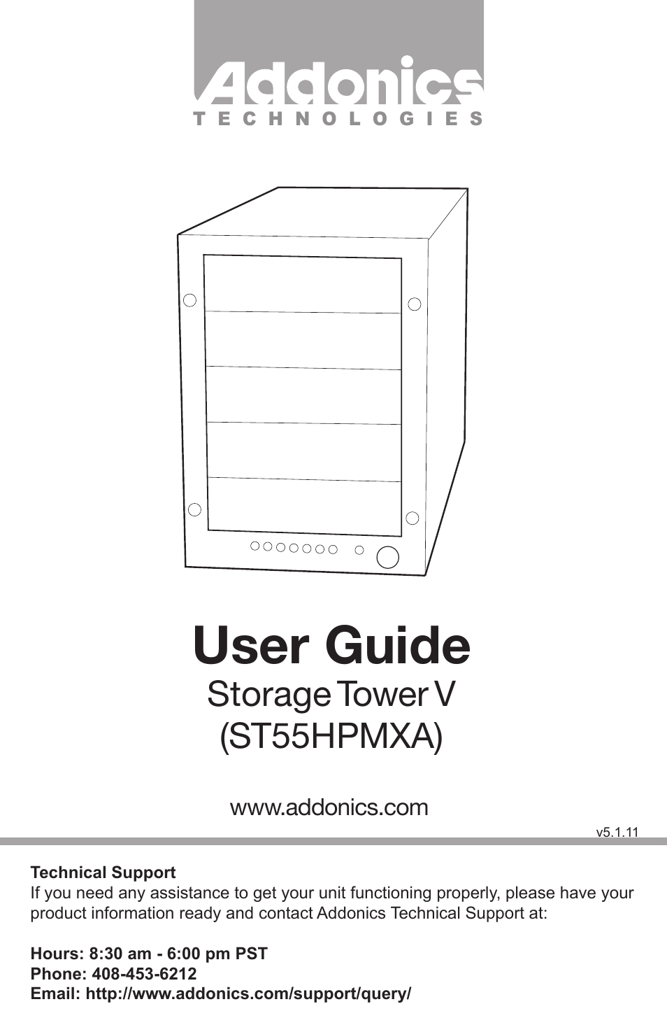 Addonics Technologies STORAGE TOWER V ST55HPMXA User Manual | 8 pages