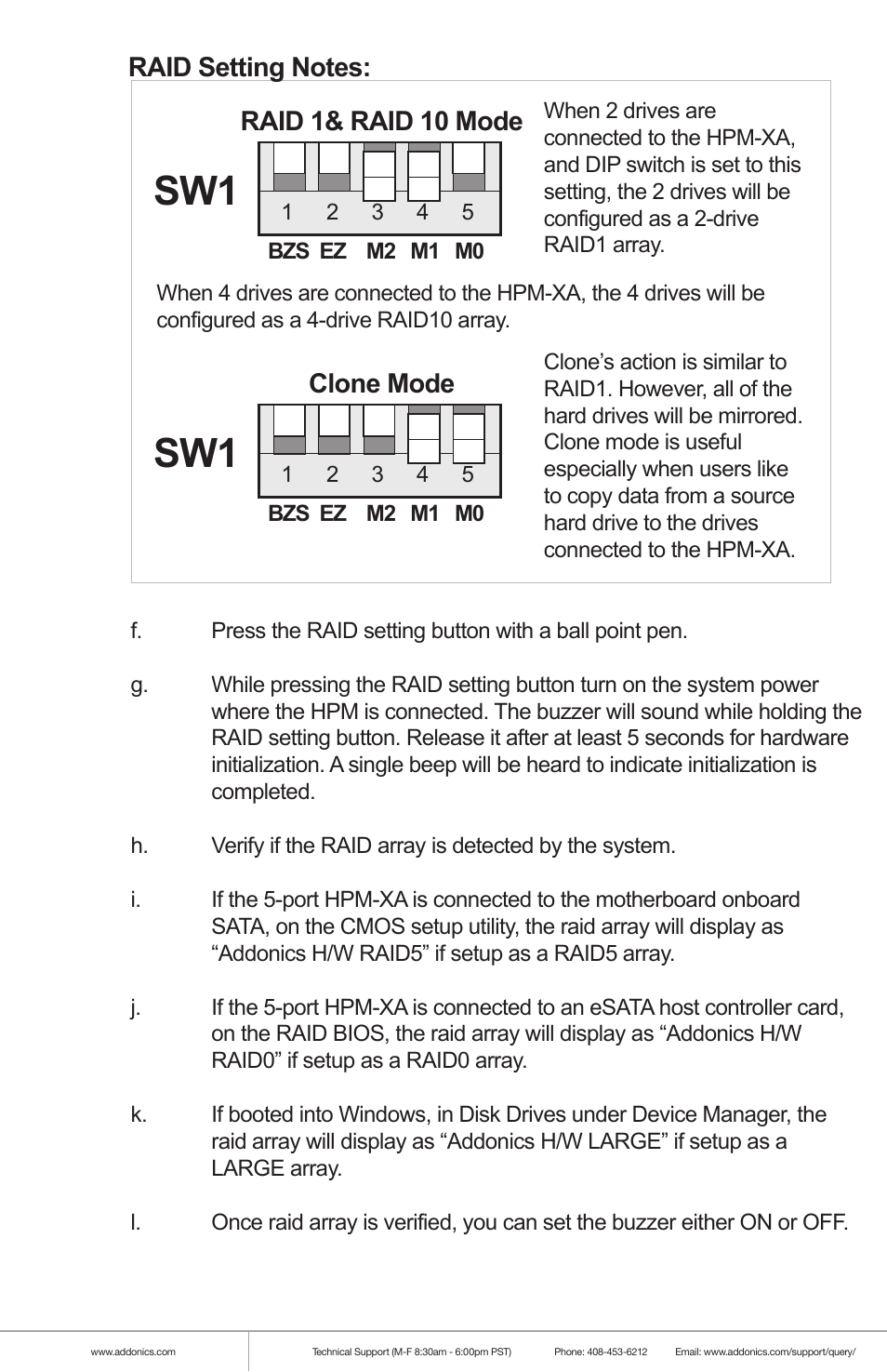Raid 1& raid 10 mode, Clone mode | Addonics Technologies STORAGE TOWER V ST55HPMXA User Manual | Page 7 / 8