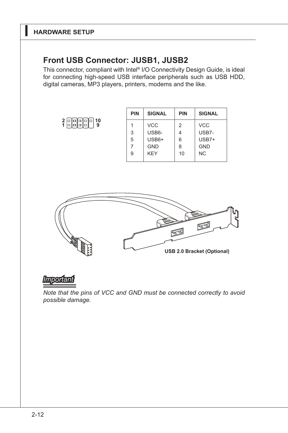 Front usb connector: jusb1, jusb2, Important | MSI IM-GS45-D User Manual | Page 32 / 66