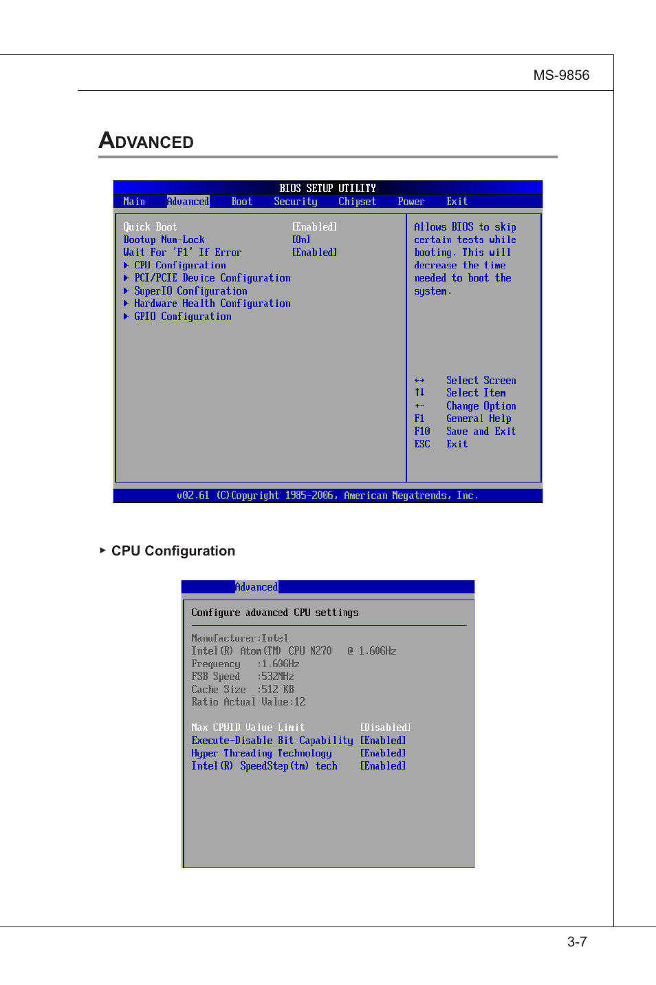 Advanced, Advanced bios features, Advanced -7 | MSI I3-945GSE User Manual | Page 41 / 63