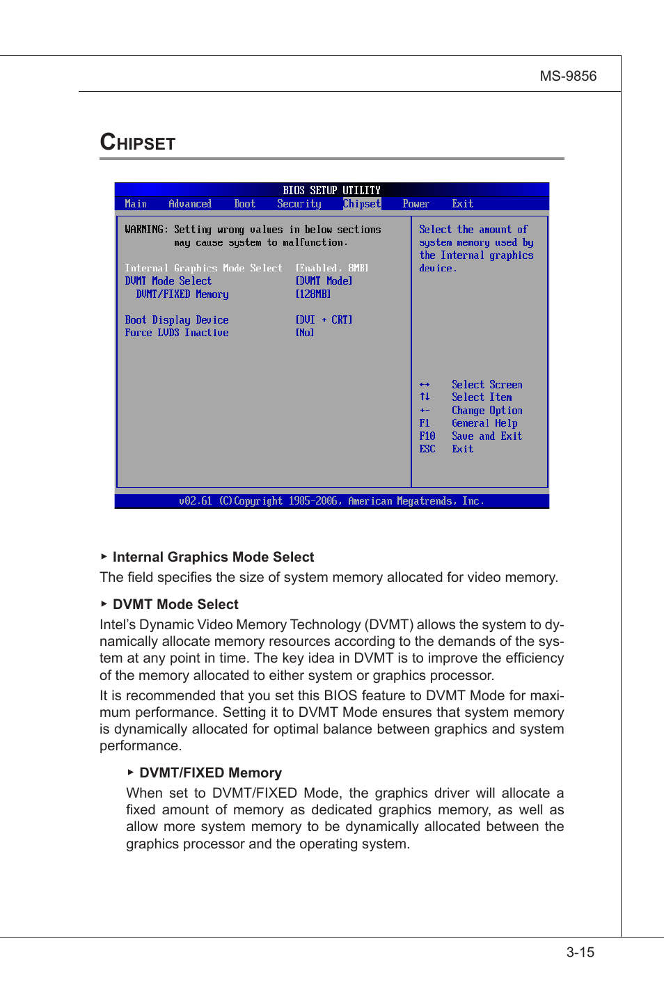 Chipset, H/w monitor, Chipset -15 | MSI I3-945GSE User Manual | Page 49 / 63