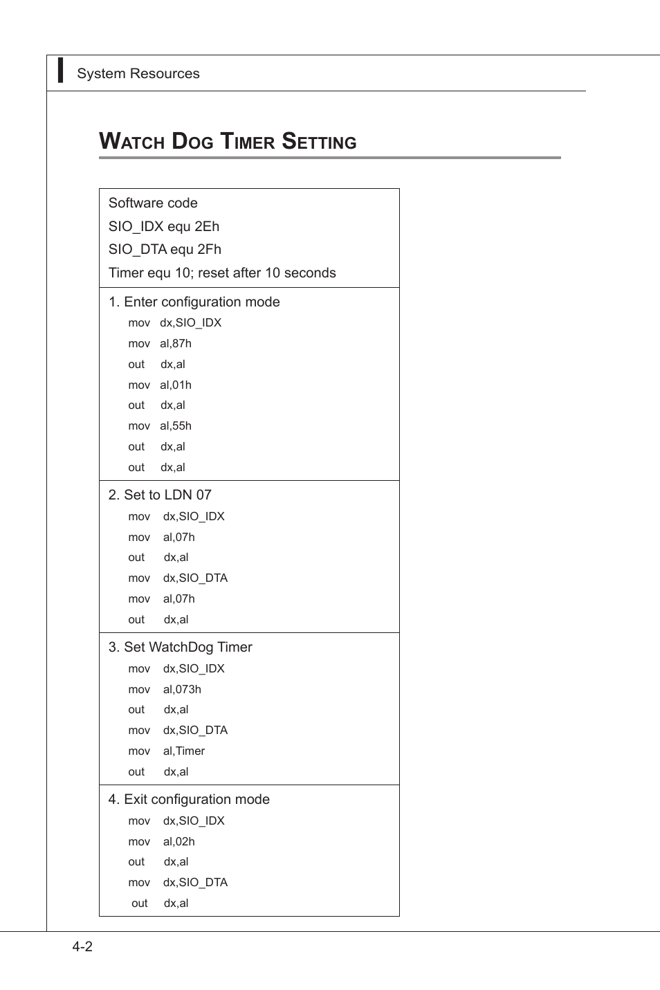 Watch dog timer setting, Watch dog timer setting -2 | MSI I3-945GSE User Manual | Page 56 / 63