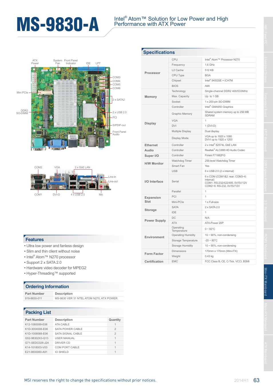 MSI IM-945GSE-A User Manual | 1 page