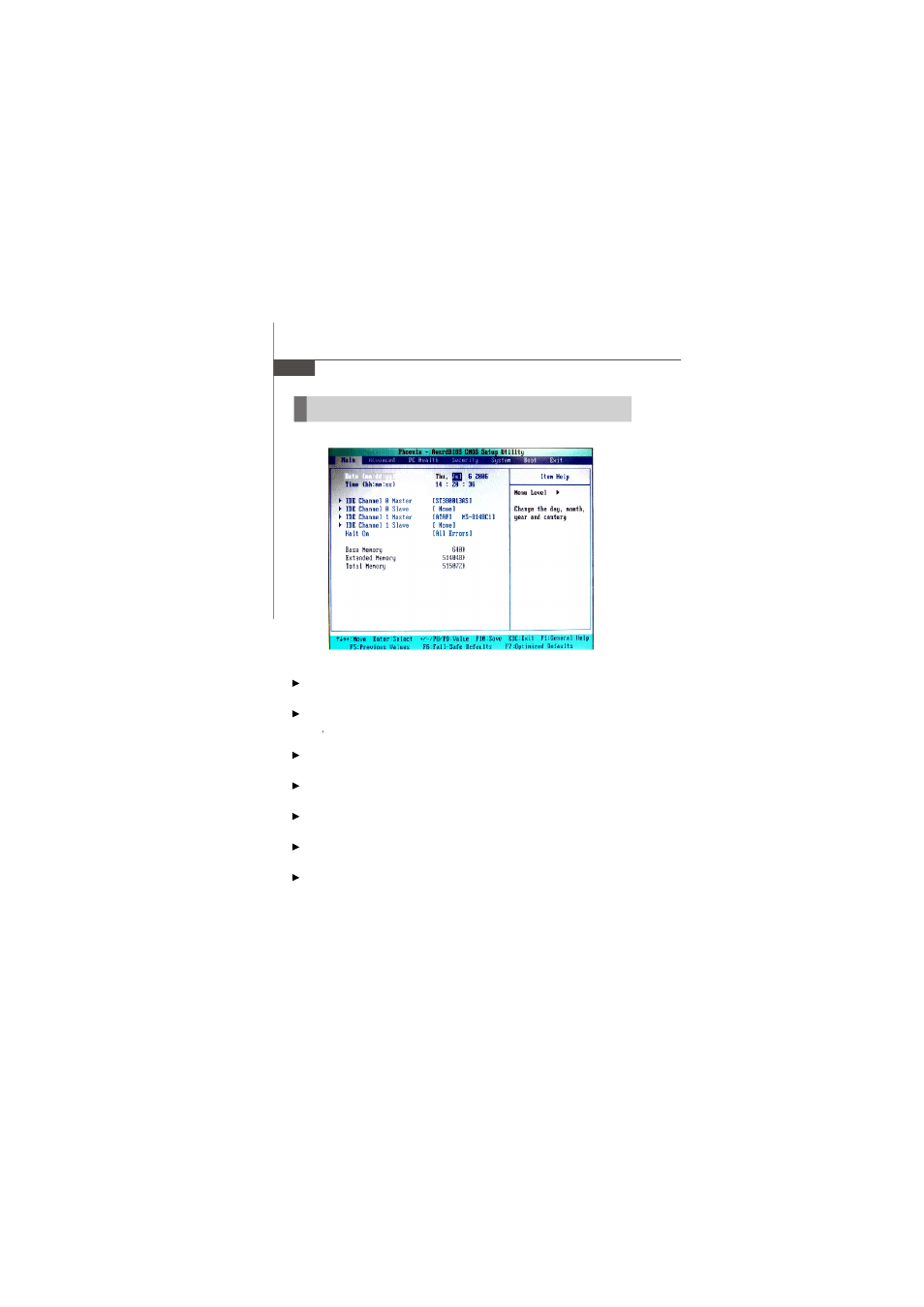 The menu bar | MSI Fuzzy 945GME2 V1.1 User Manual | Page 40 / 79