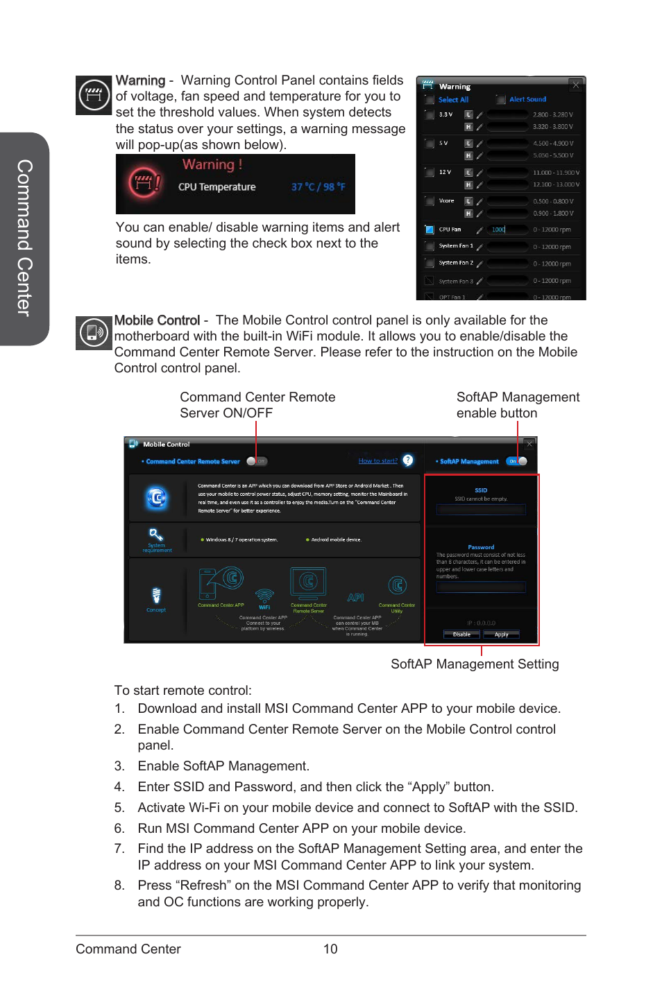 Command center | MSI ATX Motherboard User Manual | Page 16 / 64