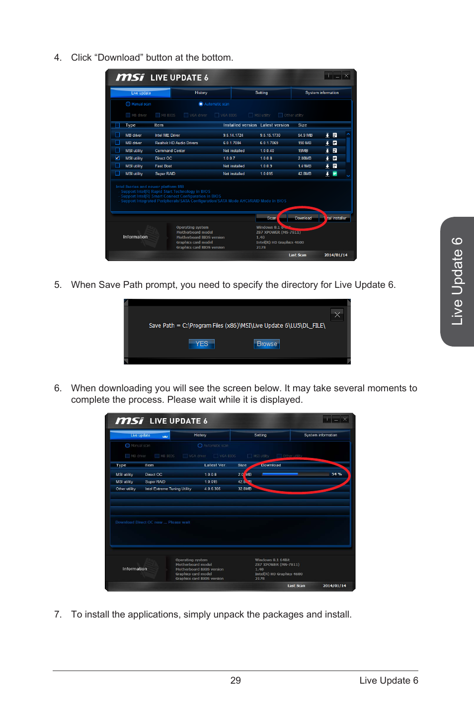 Live update 6 | MSI ATX Motherboard User Manual | Page 35 / 64