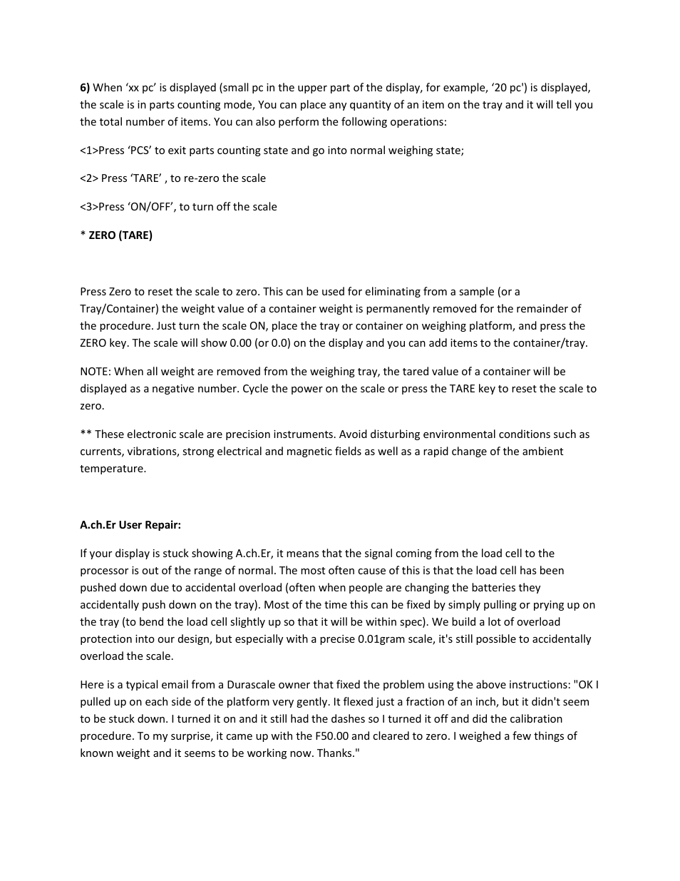 MyWeigh DuraScale User Manual | Page 7 / 9