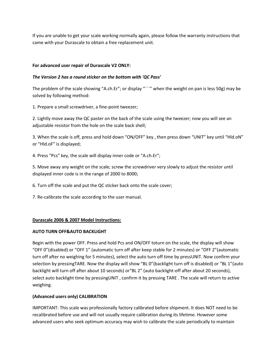 MyWeigh DuraScale User Manual | Page 8 / 9