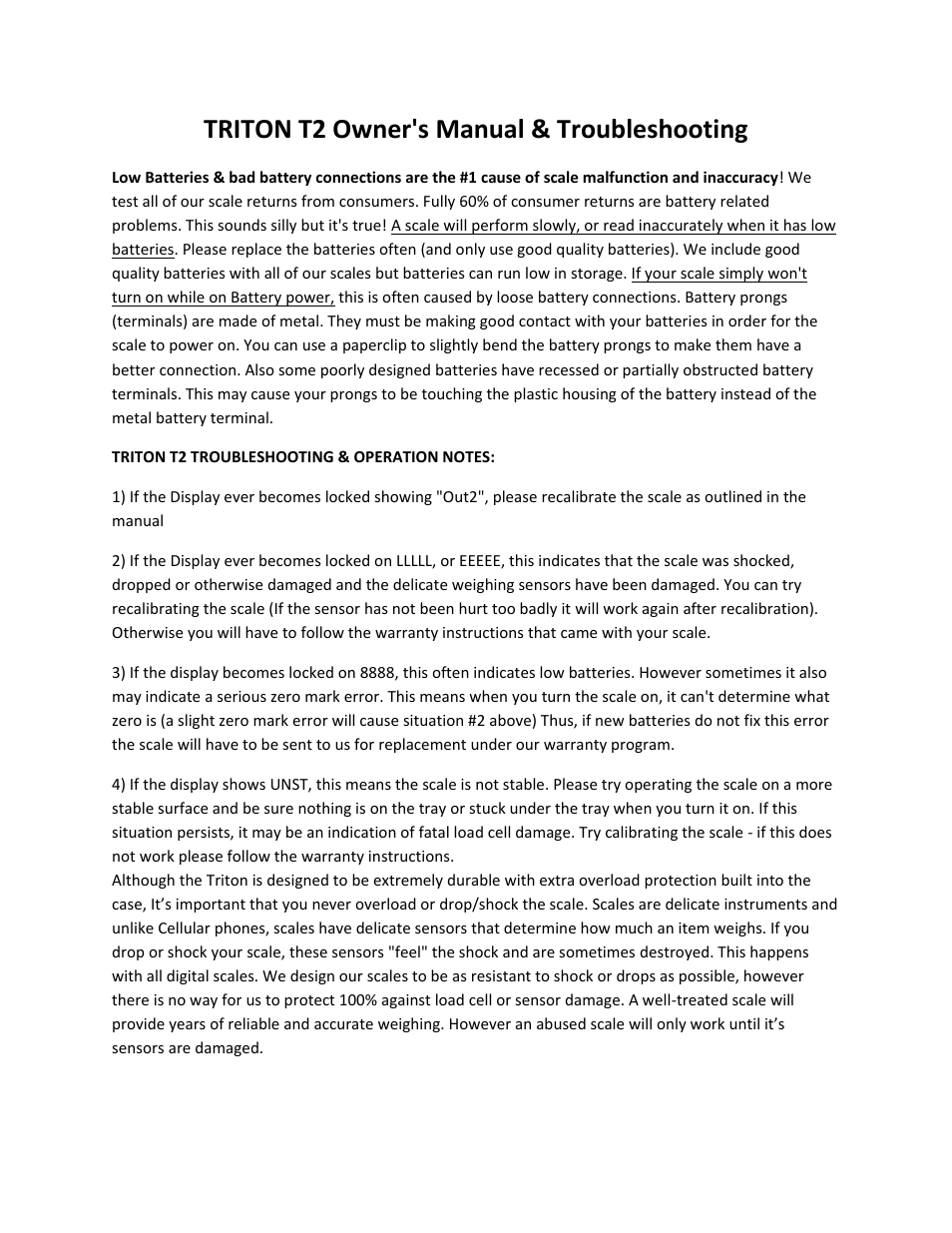 MyWeigh TRITON T2 User Manual | 9 pages