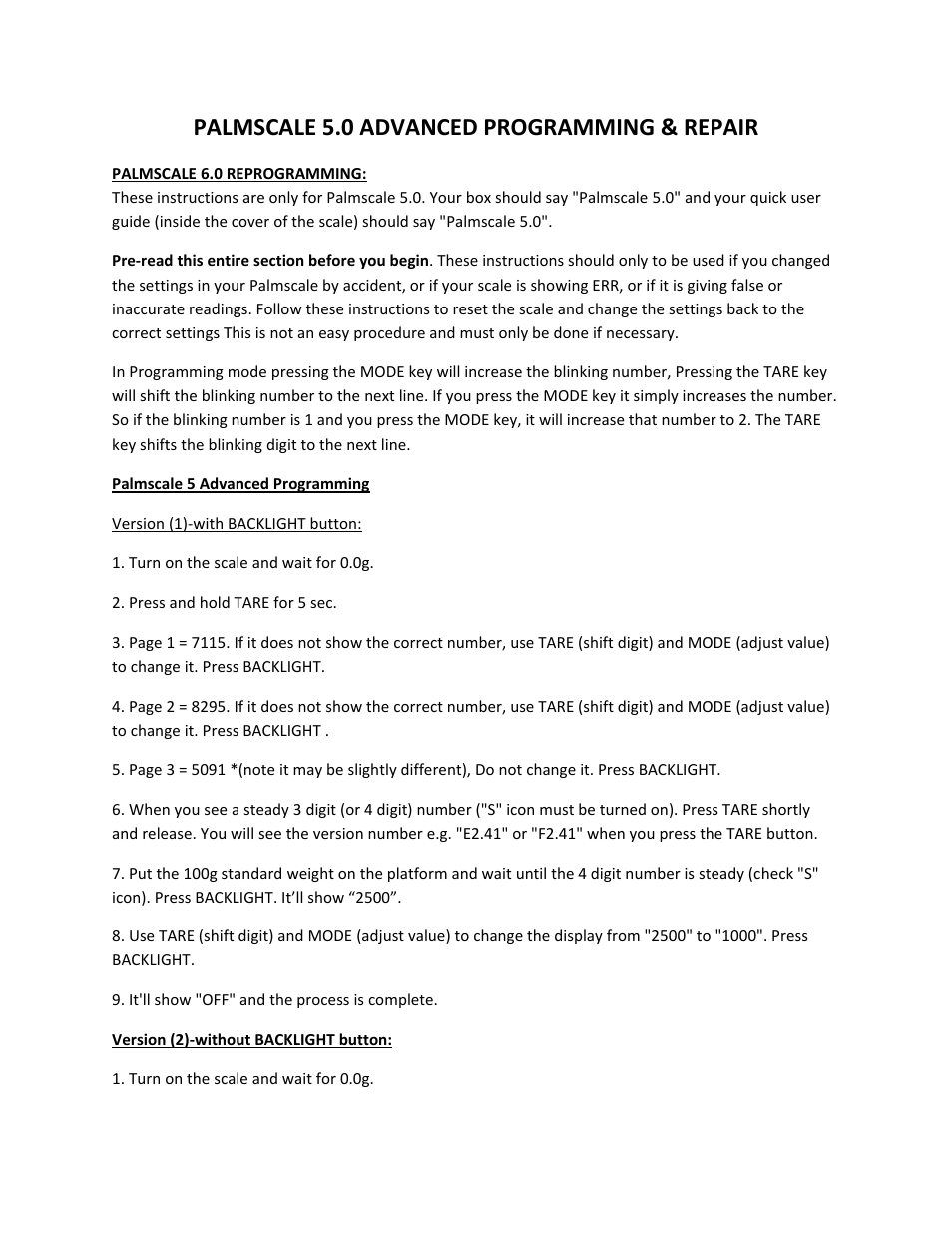 MyWeigh PALMSCALE 5.0 User Manual | 3 pages