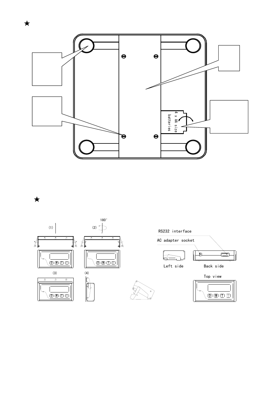 Bottom view of the scale, Indicator’s outline and placement positioning | MyWeigh HD SERIES User Manual | Page 11 / 11