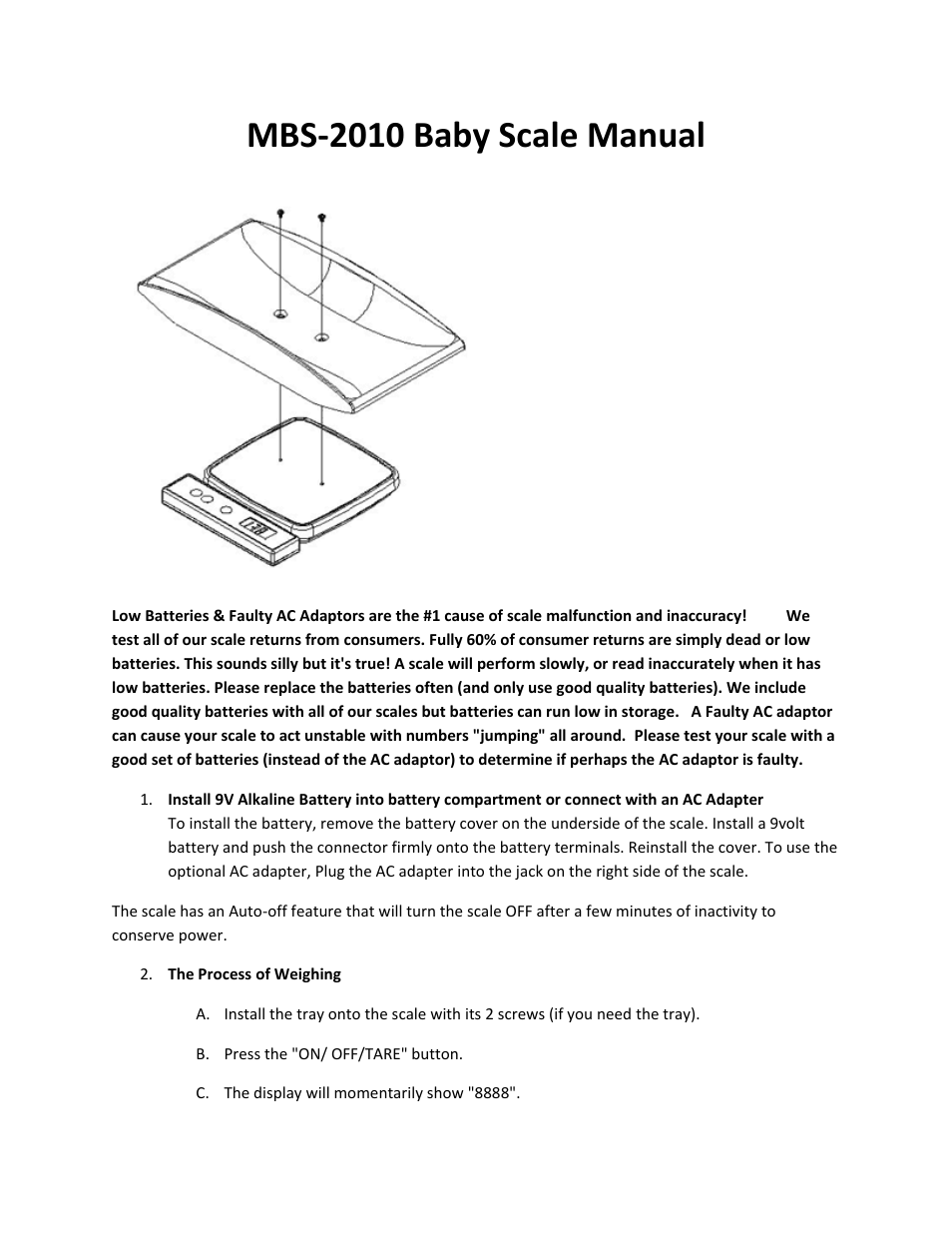 MyWeigh MBS 2010 User Manual | 3 pages