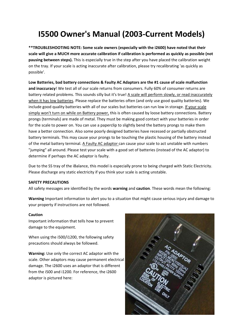 MyWeigh iBALANCE 5500 User Manual | 5 pages