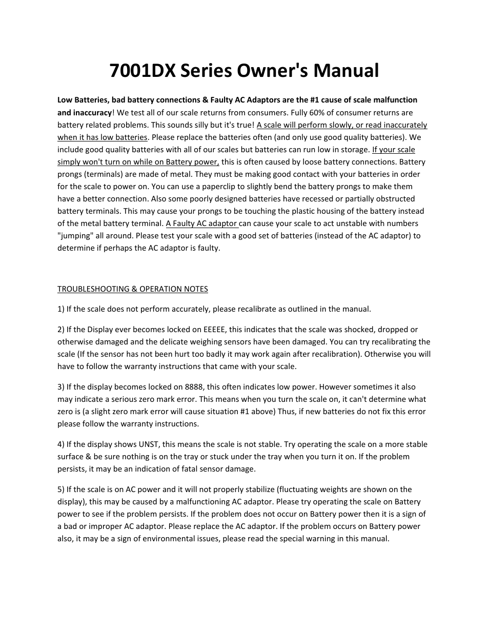 MyWeigh 7001DX User Manual | 5 pages