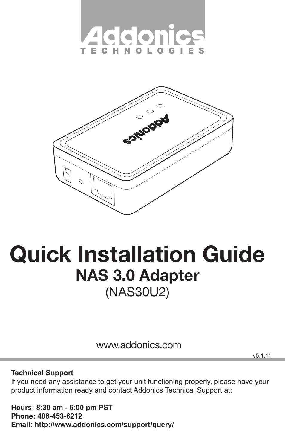 Addonics Technologies NAS30U2 User Manual | 8 pages