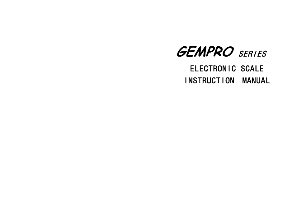 MyWeigh GEMPRO SERIES User Manual | 4 pages