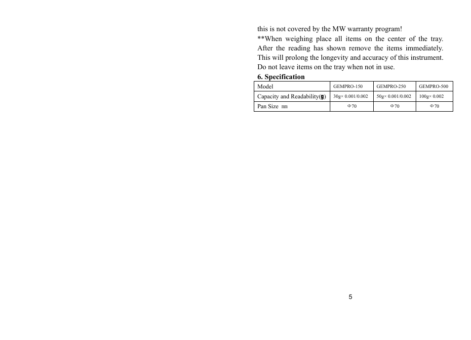 MyWeigh GEMPRO SERIES User Manual | Page 4 / 4