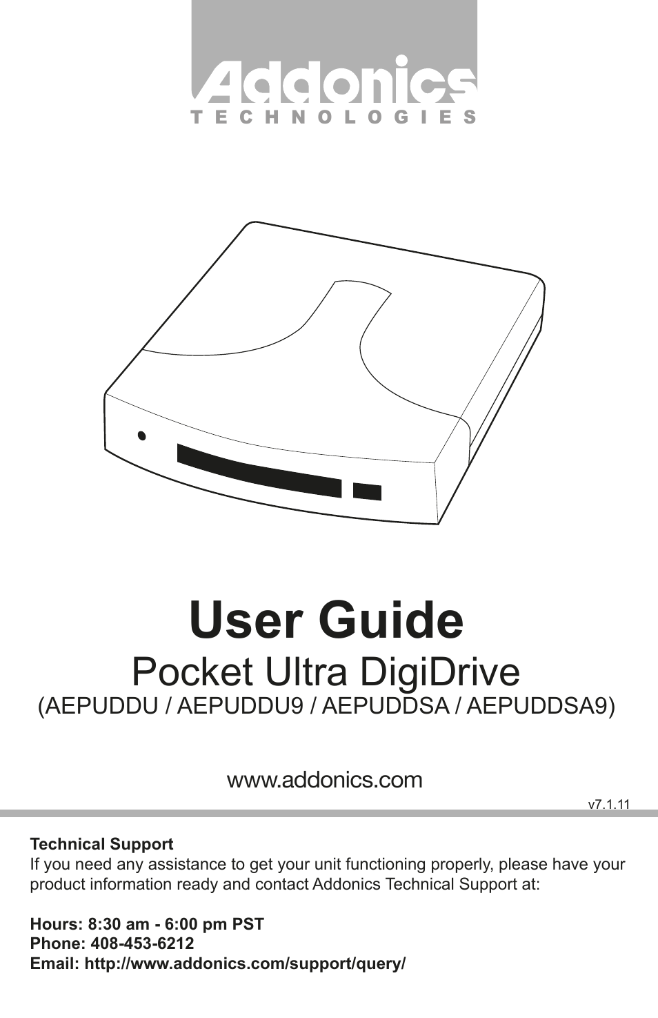 Addonics Technologies POCKET ULTRA DIGIDRIVE AEPUDDSA9 User Manual | 4 pages