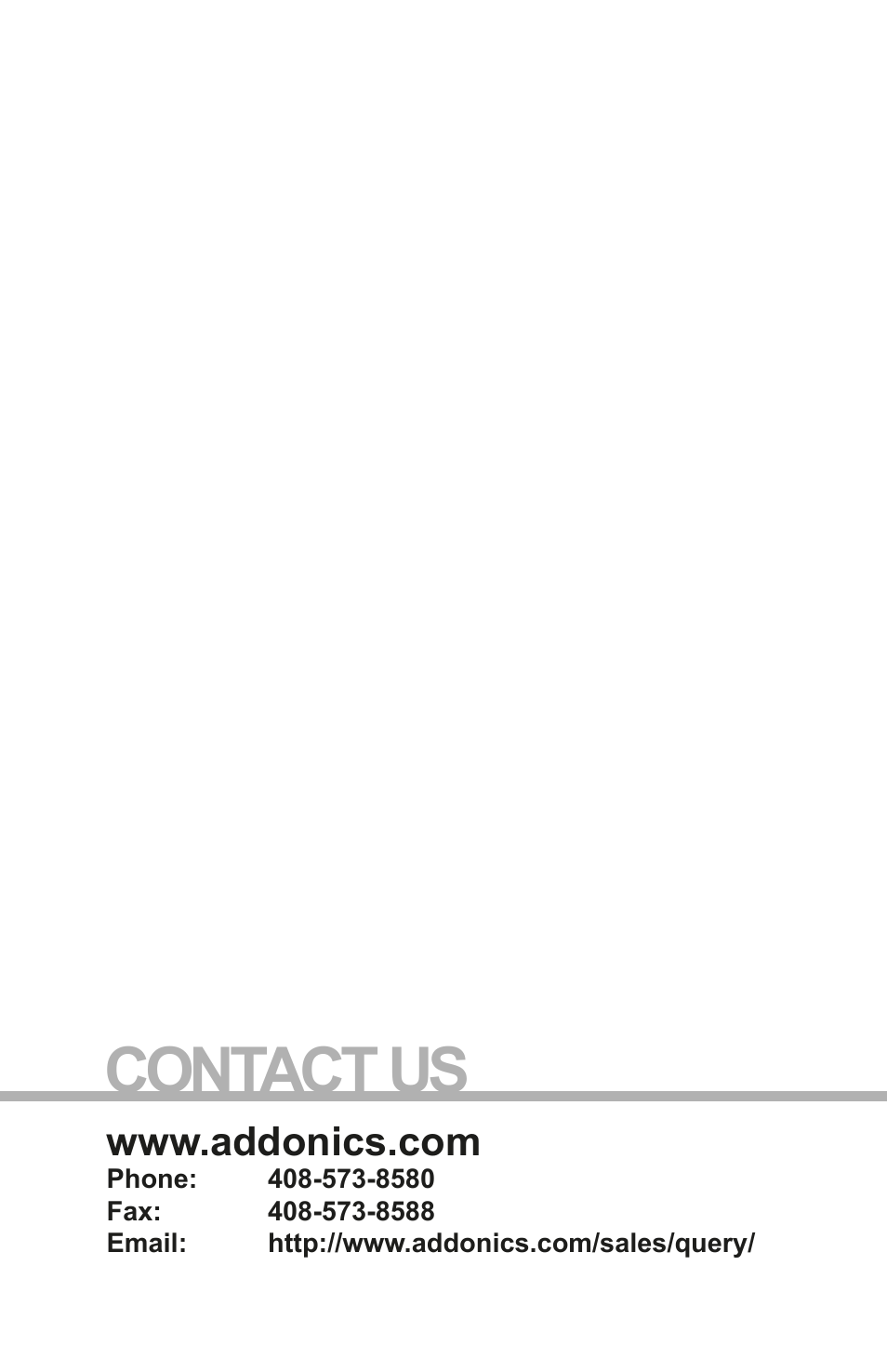Contact us | Addonics Technologies POCKET ULTRA DIGIDRIVE AEPUDDSA9 User Manual | Page 4 / 4
