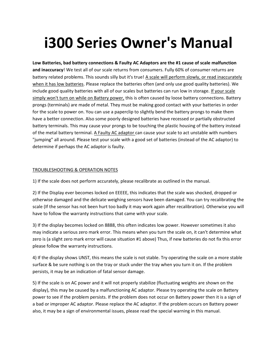 MyWeigh i300 User Manual | 1 page