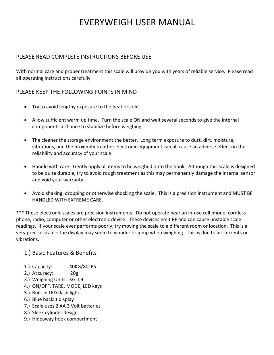 MyWeigh EVERYWEIGH User Manual | 2 pages