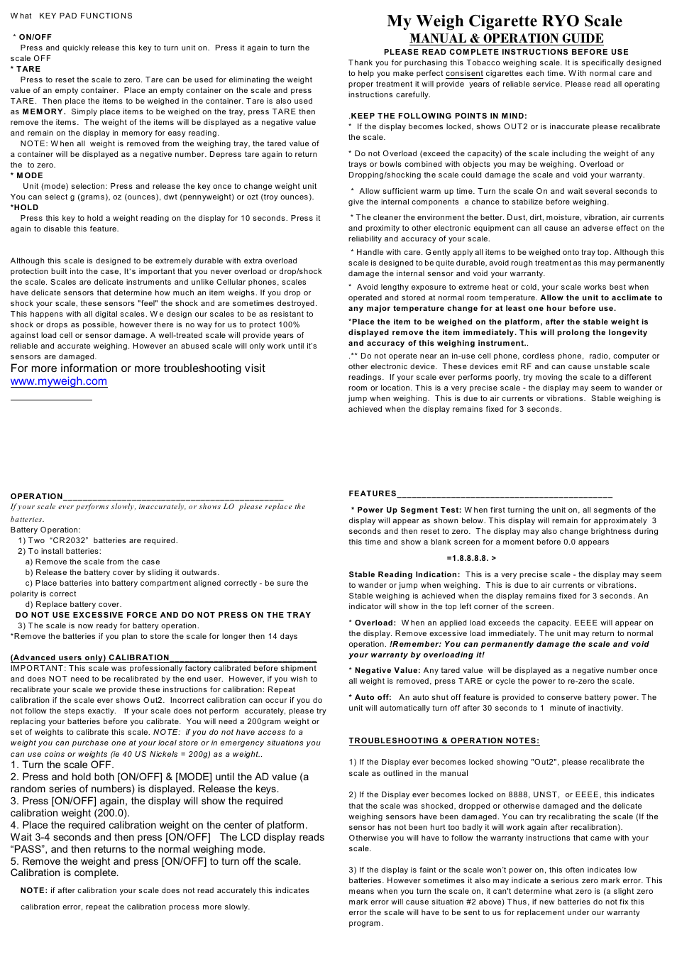 MyWeigh LARAMIE SCALE User Manual | 1 page
