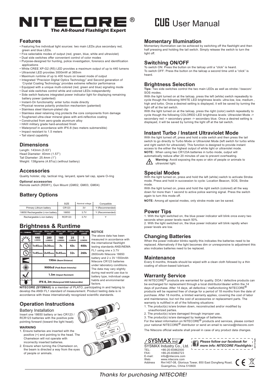 NITECORE CU6 User Manual | 1 page