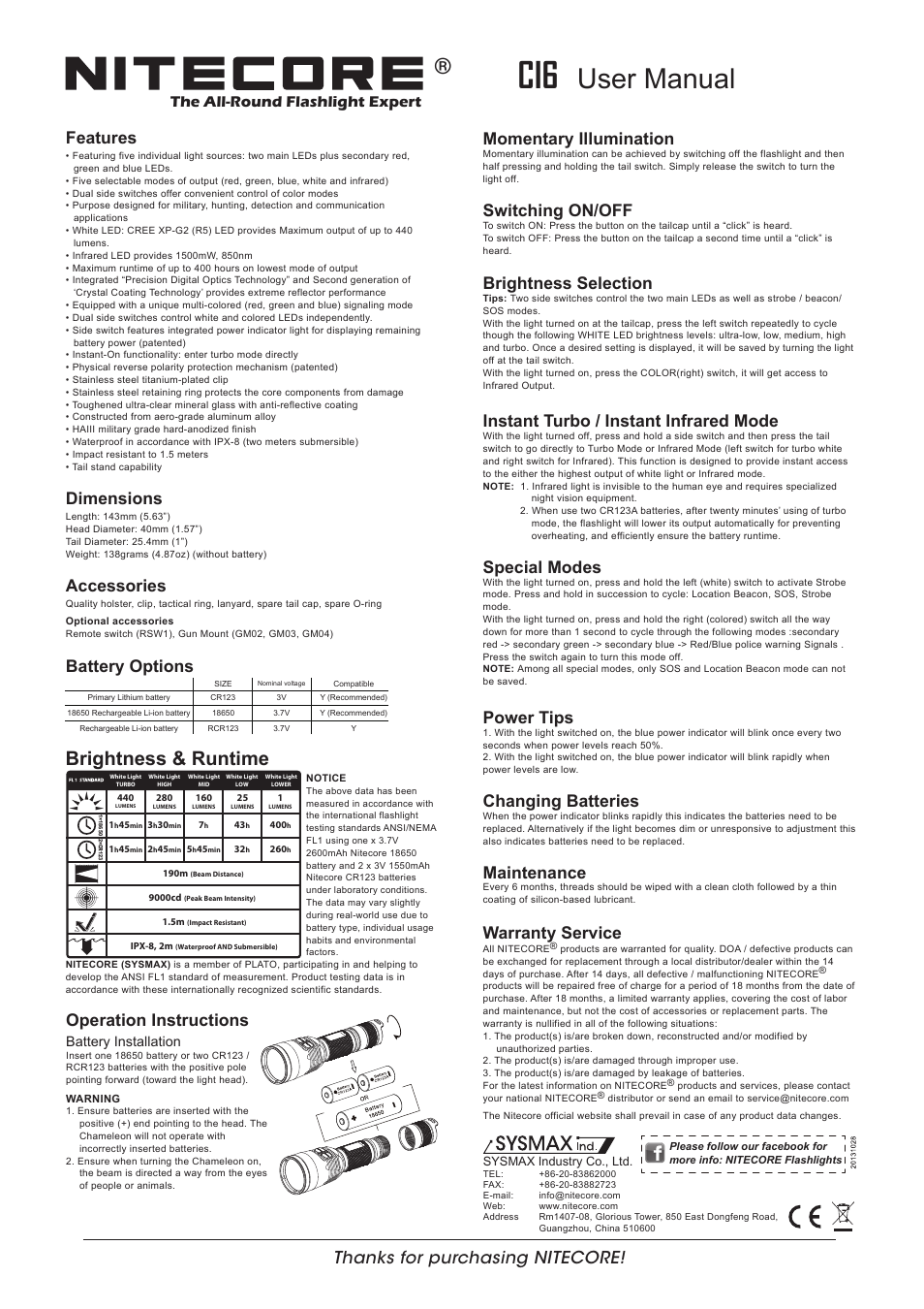 NITECORE CI6 User Manual | 1 page