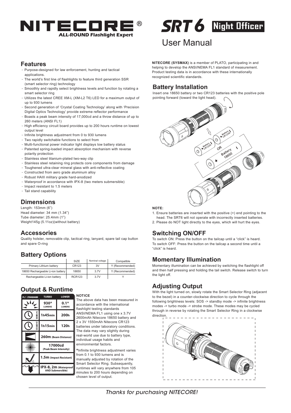 NITECORE SRT6 User Manual | 2 pages