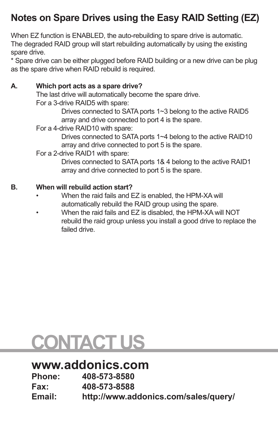 Contact us | Addonics Technologies AE6CFHI User Manual | Page 8 / 8