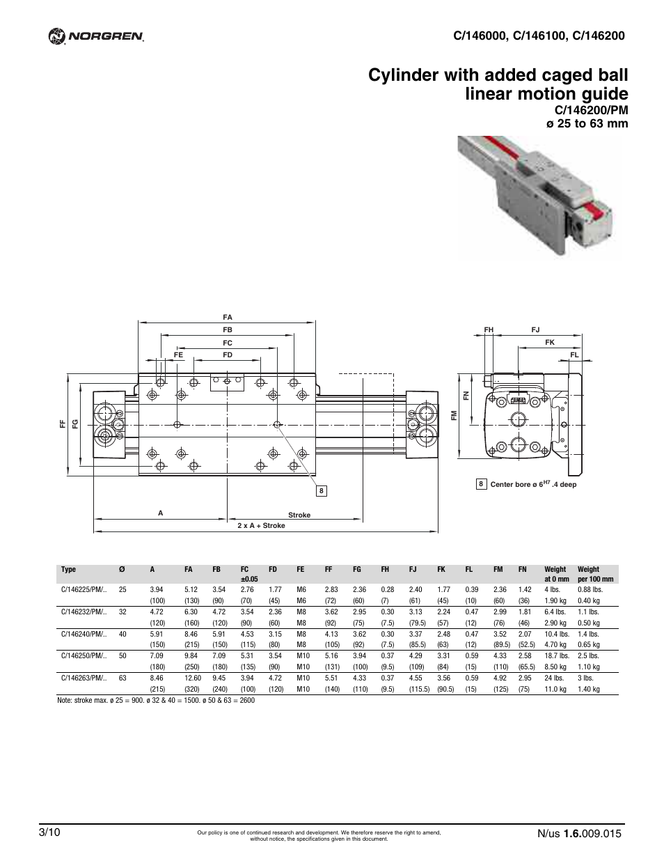 Cylinder with added caged ball linear motion guide | Norgren C/146200 LINTRA PLUS User Manual | Page 15 / 30