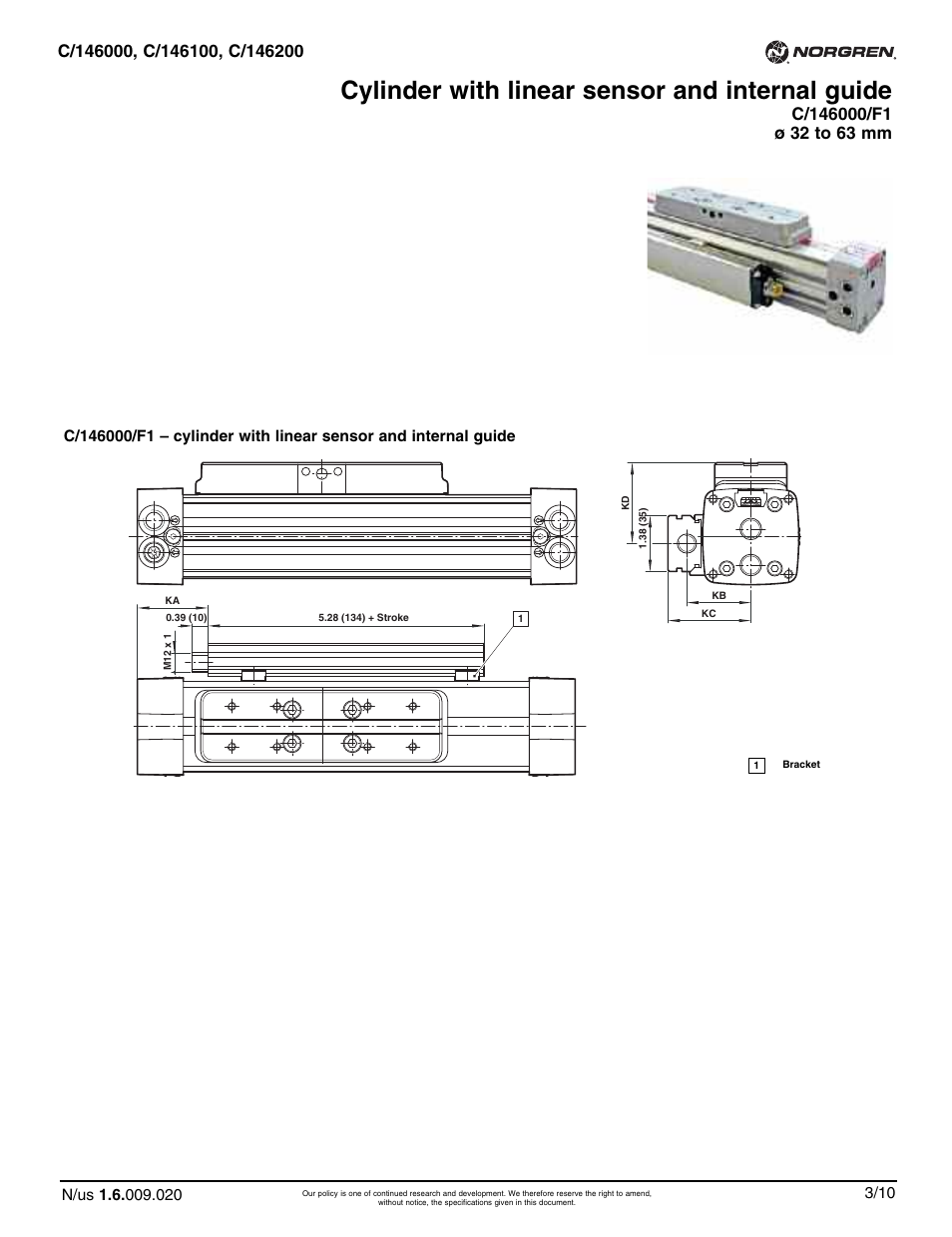 Cylinder with linear sensor and internal guide | Norgren C/146200 LINTRA PLUS User Manual | Page 20 / 30