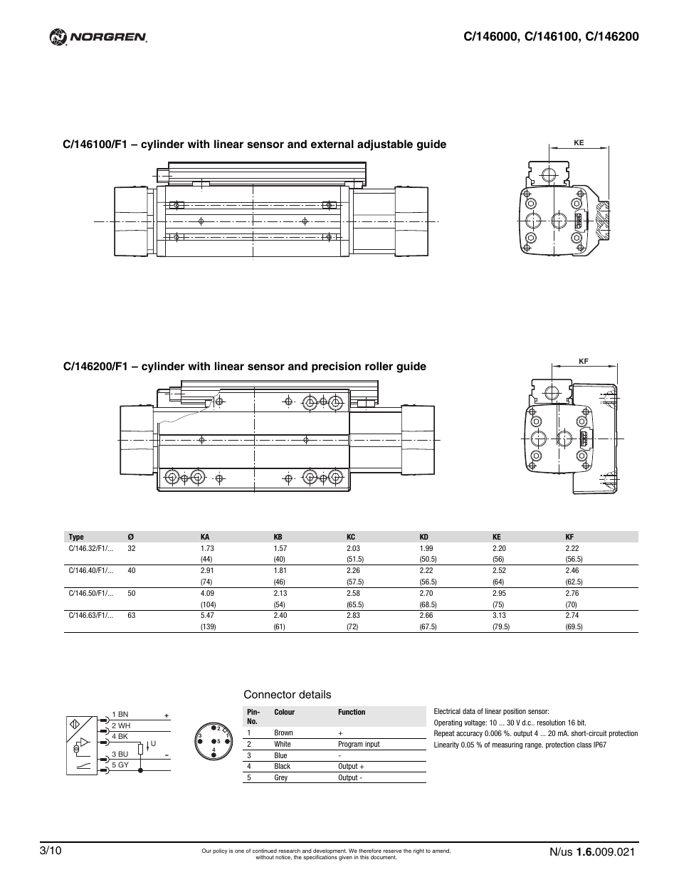 Connector details | Norgren C/146200 LINTRA PLUS User Manual | Page 21 / 30