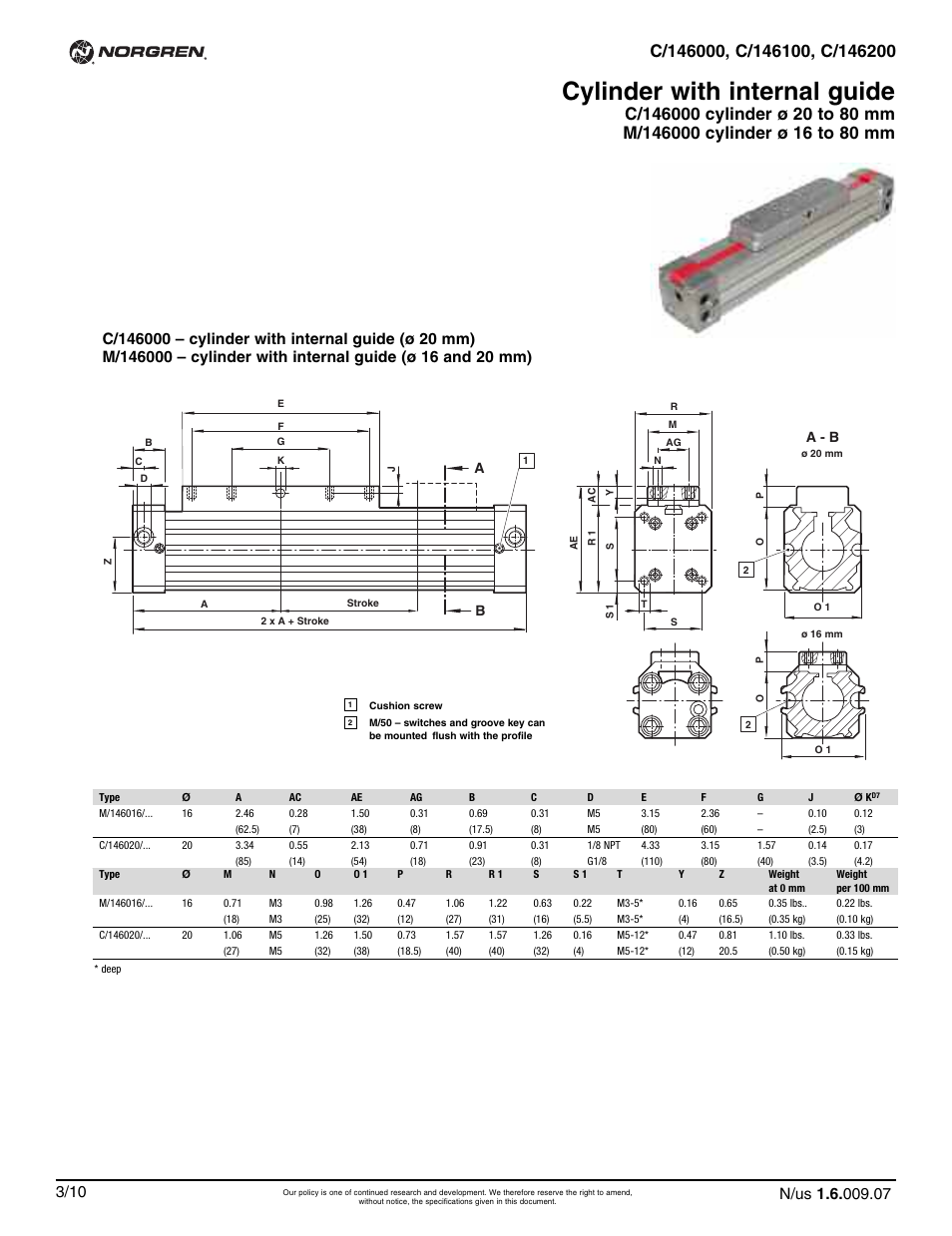 Cylinder with internal guide | Norgren C/146200 LINTRA PLUS User Manual | Page 7 / 30