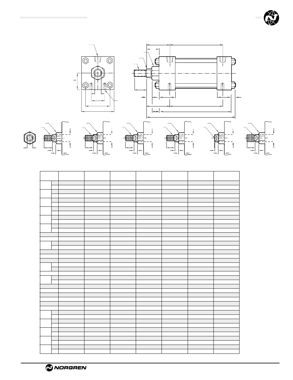 Standard & optional rod ends | Norgren NFPA Aluminum & Steel Cylinders User Manual | Page 19 / 97