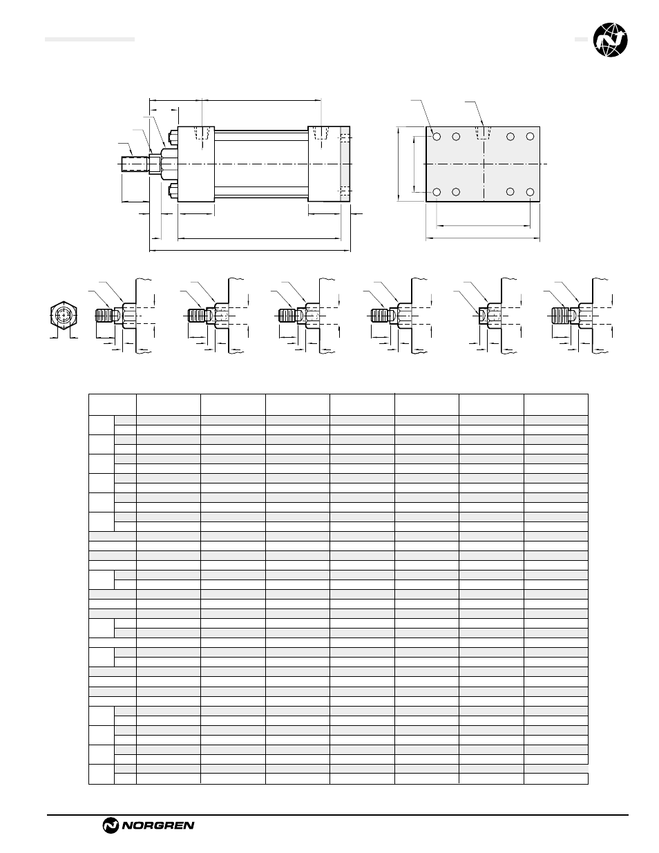 Standard & optional rod ends | Norgren NFPA Aluminum & Steel Cylinders User Manual | Page 27 / 97