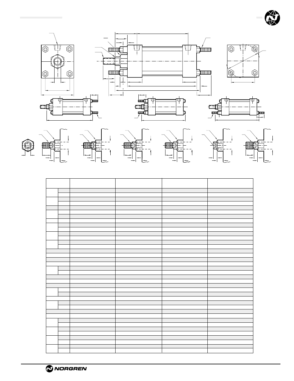 Standard & optional rod ends | Norgren NFPA Aluminum & Steel Cylinders User Manual | Page 35 / 97