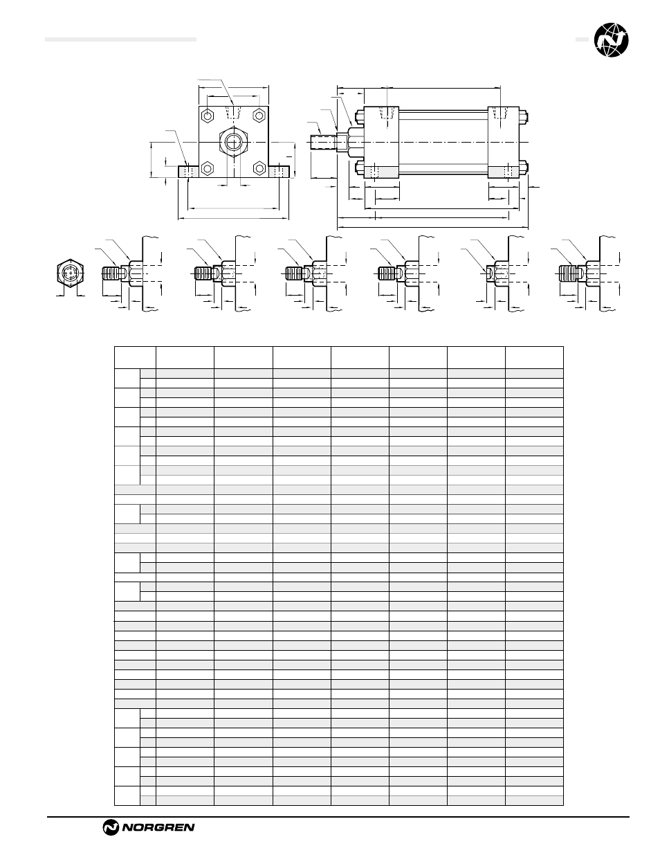 Standard & optional rod ends | Norgren NFPA Aluminum & Steel Cylinders User Manual | Page 45 / 97