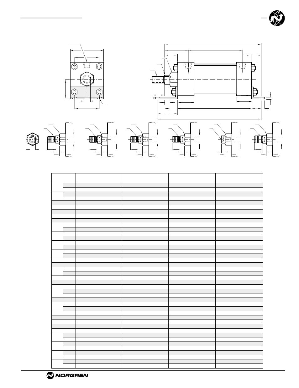 Standard & optional rod ends | Norgren NFPA Aluminum & Steel Cylinders User Manual | Page 55 / 97