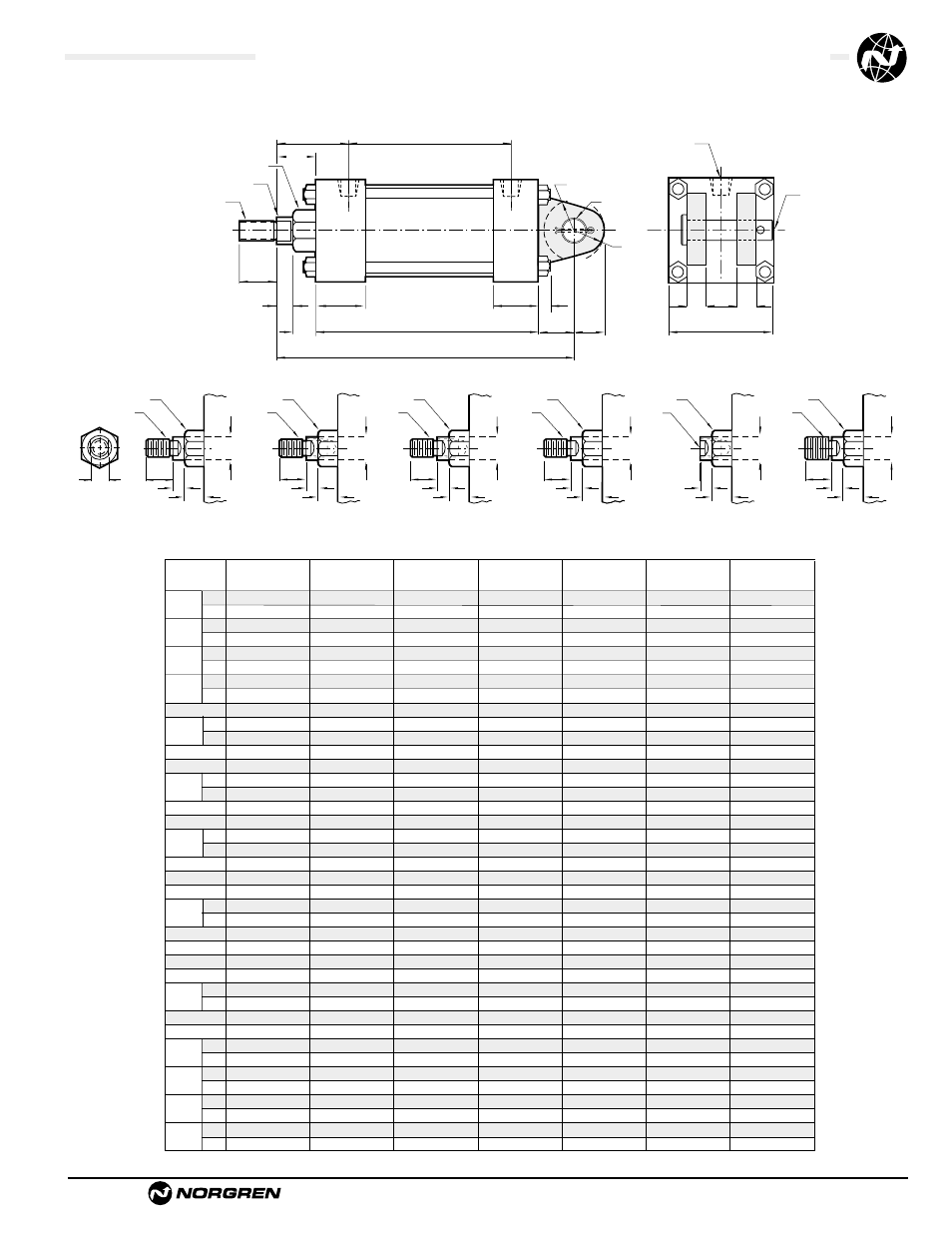 Standard & optional rod ends | Norgren NFPA Aluminum & Steel Cylinders User Manual | Page 57 / 97