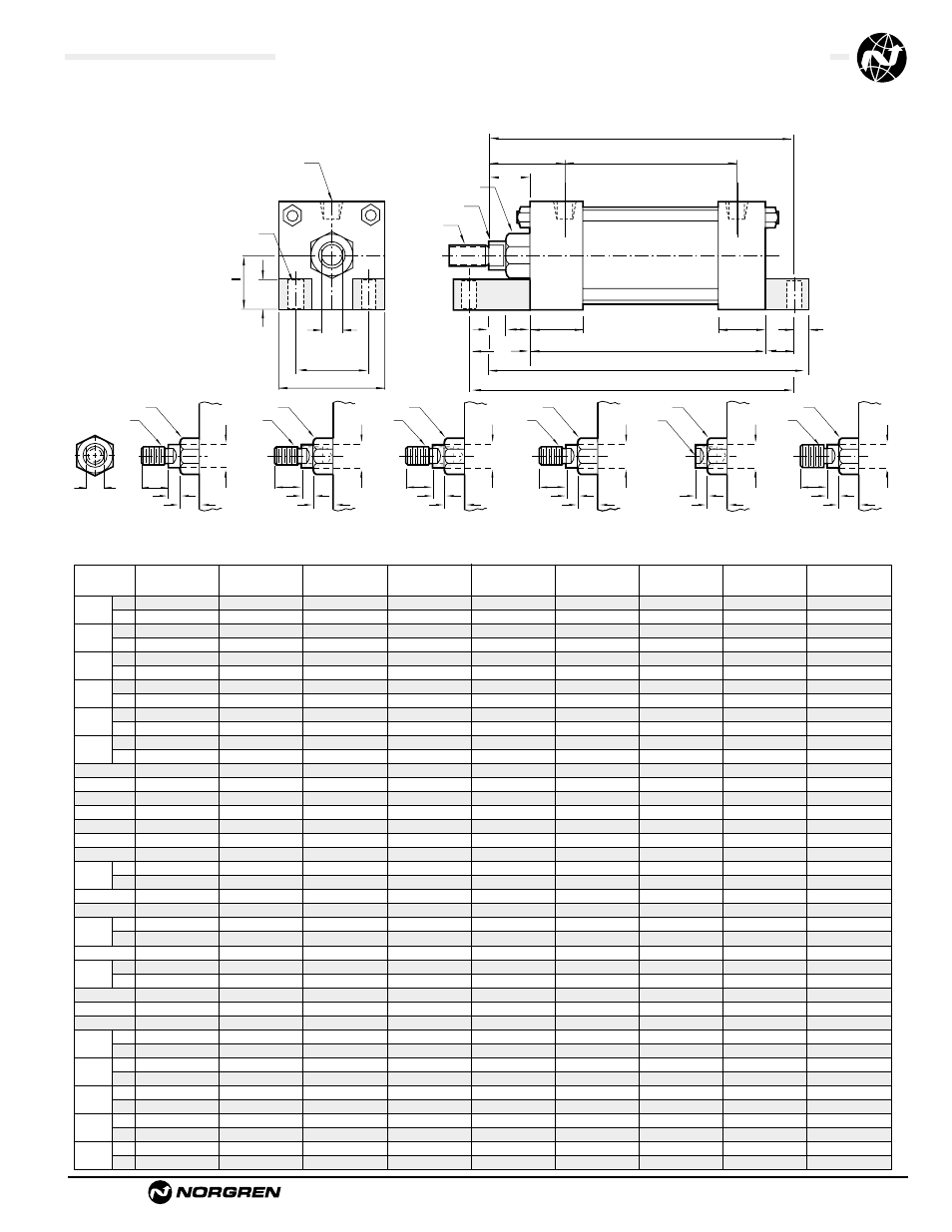 Standard & optional rod ends | Norgren NFPA Aluminum & Steel Cylinders User Manual | Page 61 / 97