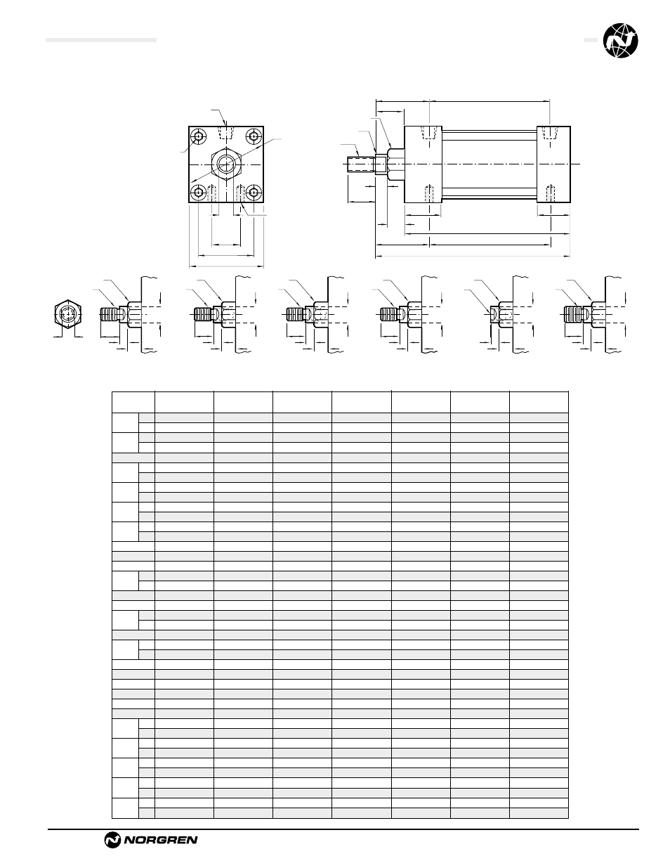 Standard & optional rod ends | Norgren NFPA Aluminum & Steel Cylinders User Manual | Page 63 / 97