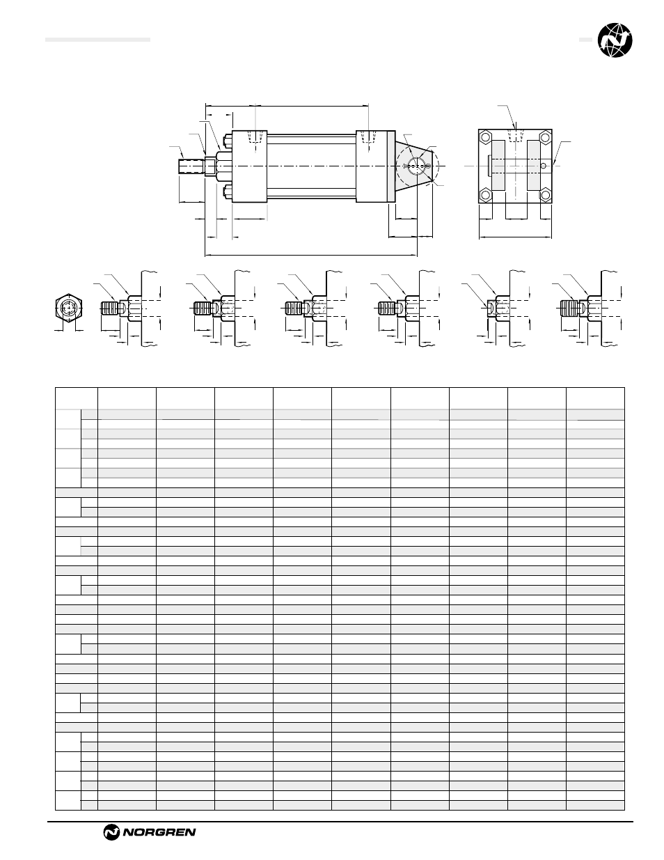 Standard & optional rod ends | Norgren NFPA Aluminum & Steel Cylinders User Manual | Page 69 / 97