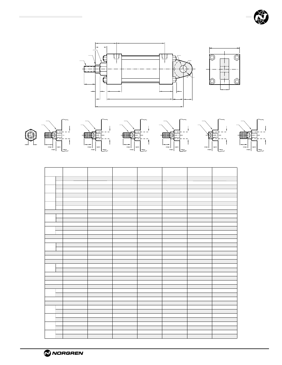 Standard & optional rod ends | Norgren NFPA Aluminum & Steel Cylinders User Manual | Page 71 / 97