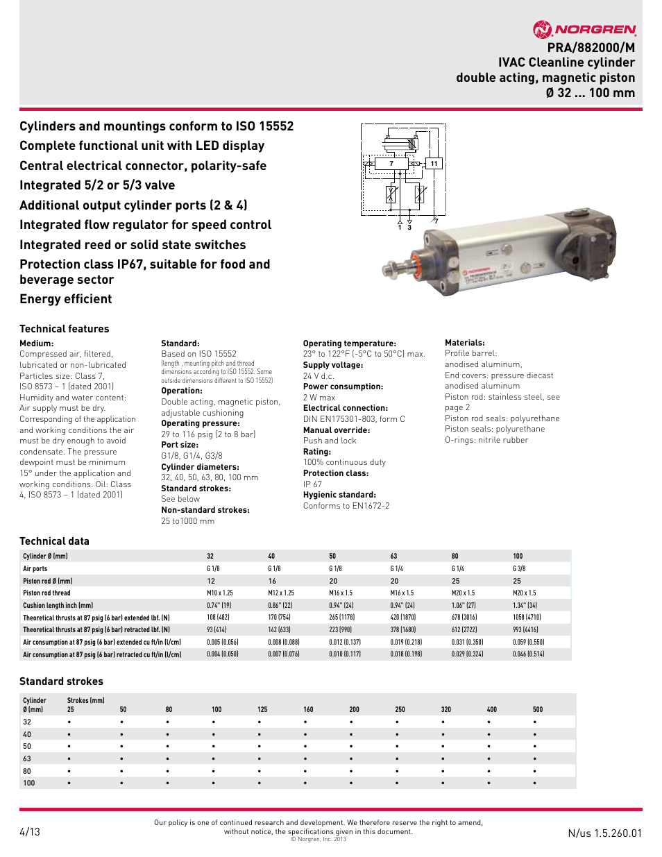 Norgren PRA/882000/M IVAC Cleanline cylinder User Manual | 14 pages