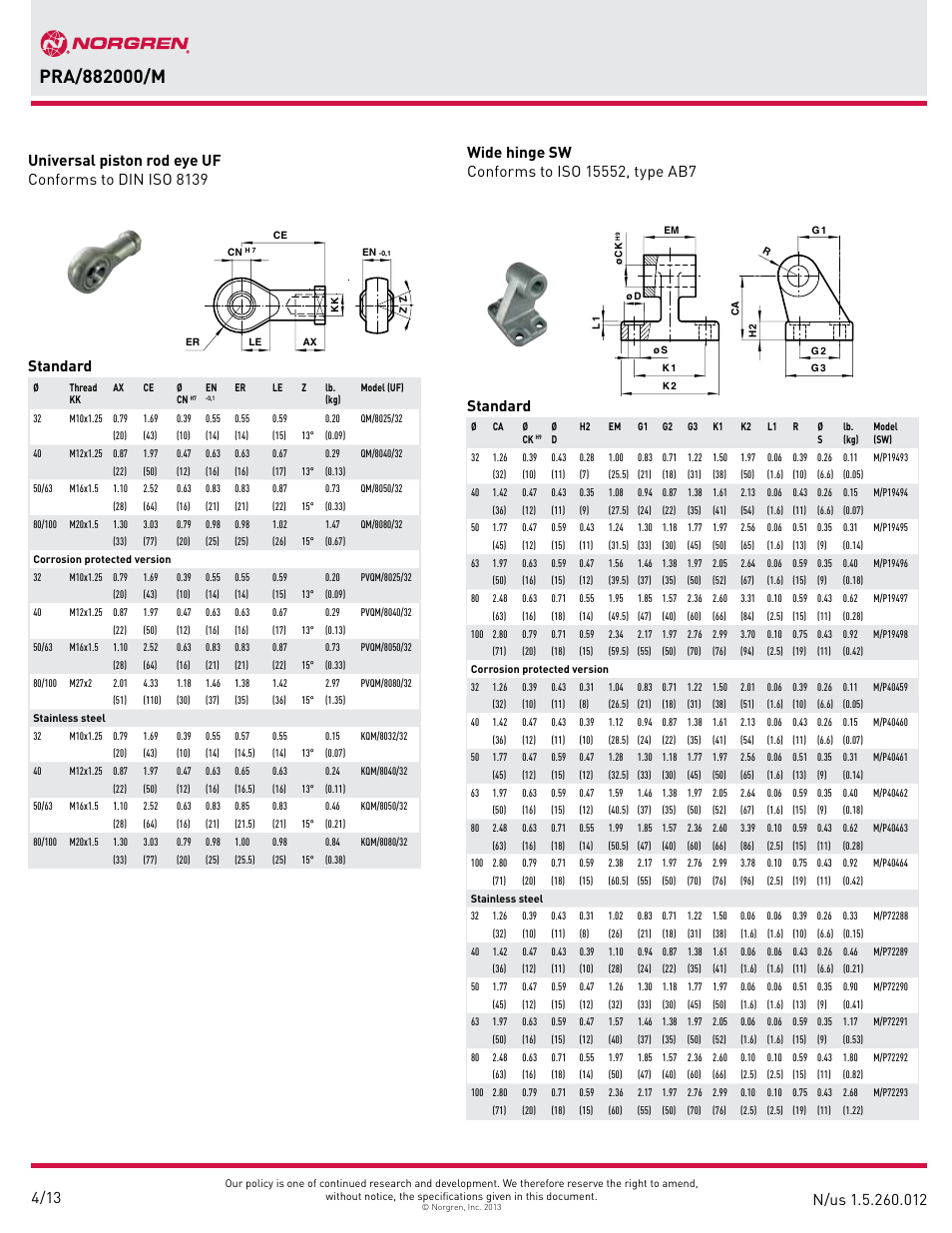 Standard | Norgren PRA/882000/M IVAC Cleanline cylinder User Manual | Page 12 / 14